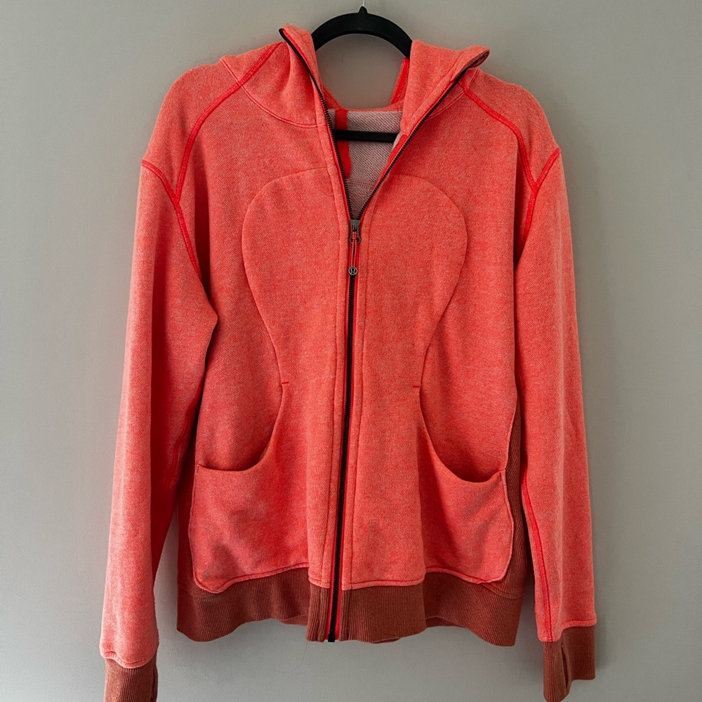 Orange Lululemon Hooded Zip-Up Sweatshirt